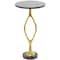 Gold Aluminum Pedestal Base Accent Table with Black Marble Top 13" x 13" x 25"